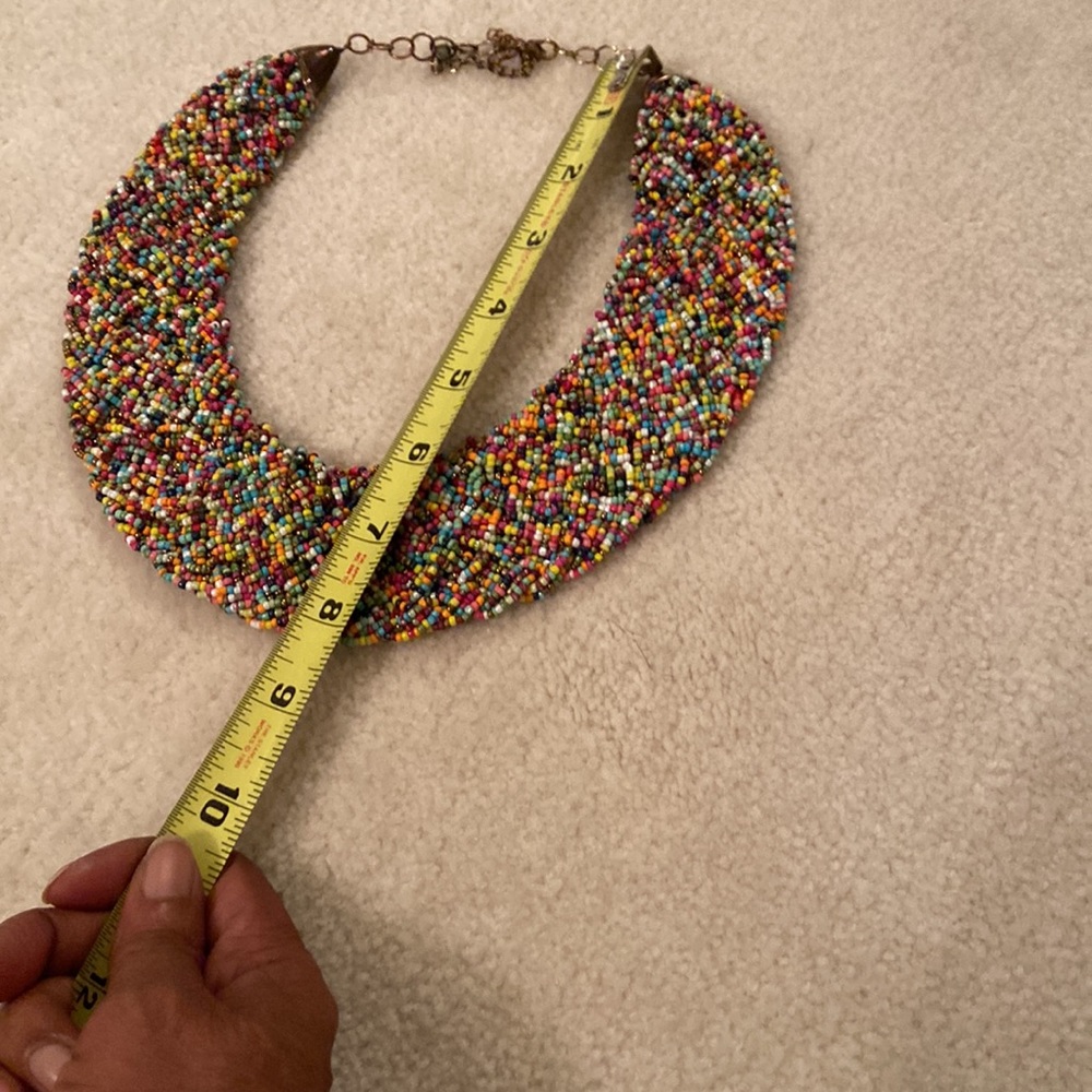 Glass Beaded Statement Necklace - image 8